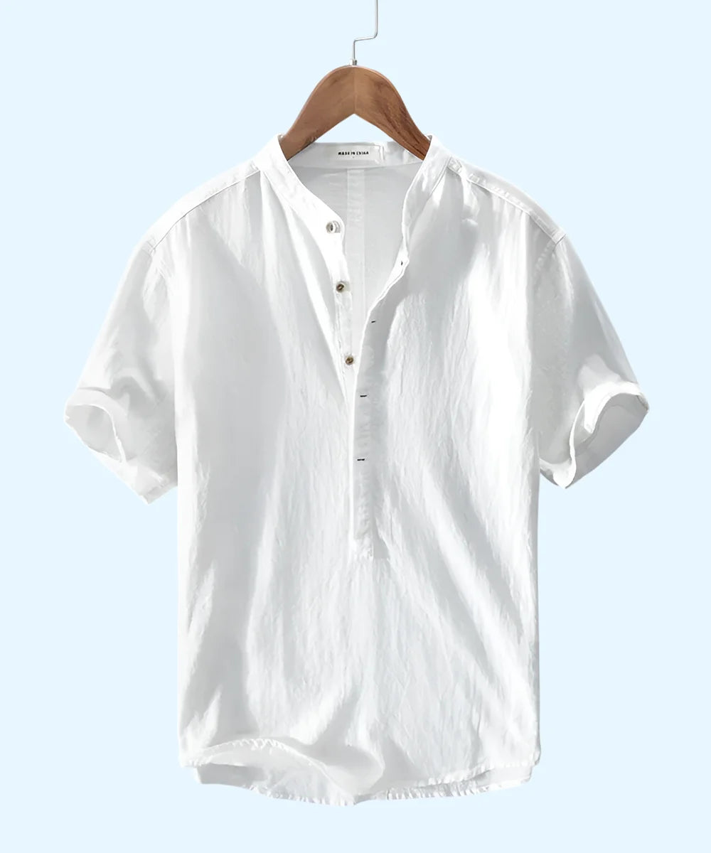 Men's Japanese Ice Silk Linen Short Sleeve T-shirt